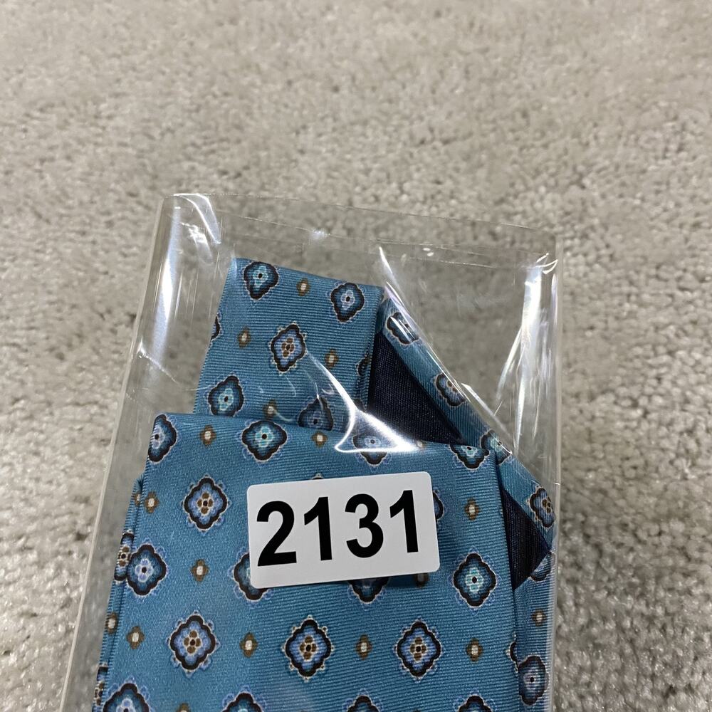 Y2K Vera Bradley for Baekgaard Tie Mens Blue Silk Handmade Geometric Menswear - Picture 5 of 5